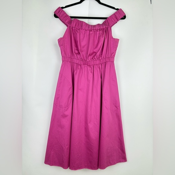 Anthropologie Maeve Mona Off Shoulder Fuchsia Dress - Picture 2 of 6